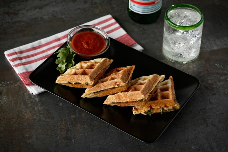 STUFFED KALE & CARMELIZED ONION PIZZA WAFFLE | Rich's Canada
