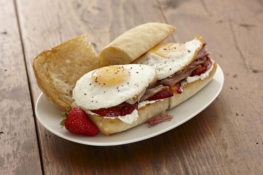 Pulled Pork Breakfast Sandwich with Fried Egg and Plum | Rich's Canada