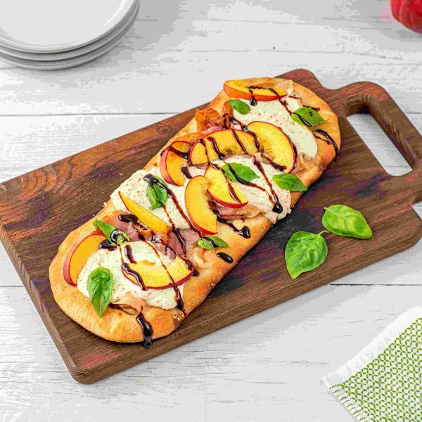 Grilled Summer Peach and Prosciutto Flatbread Pizza | Rich's Canada